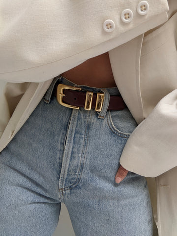 Vintage Smooth Mahogany Leather Belt