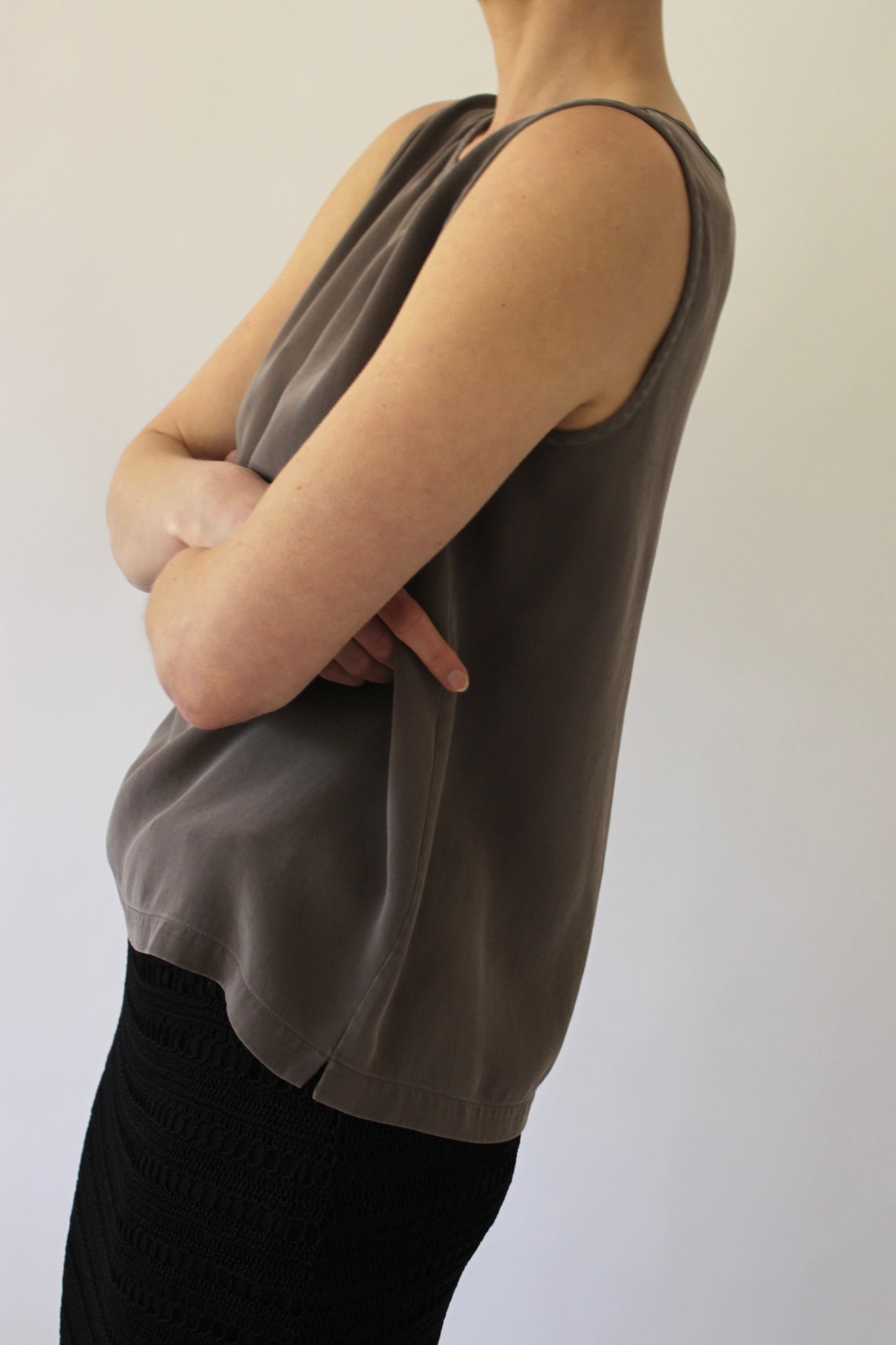 Vintage Taupe Silk Tank