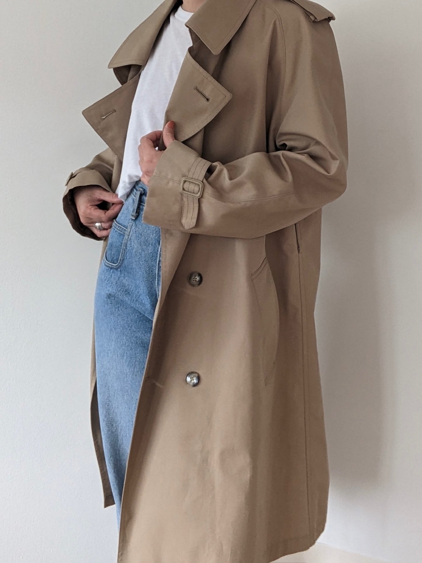 Vintage Khaki Double Breasted Trench Coat