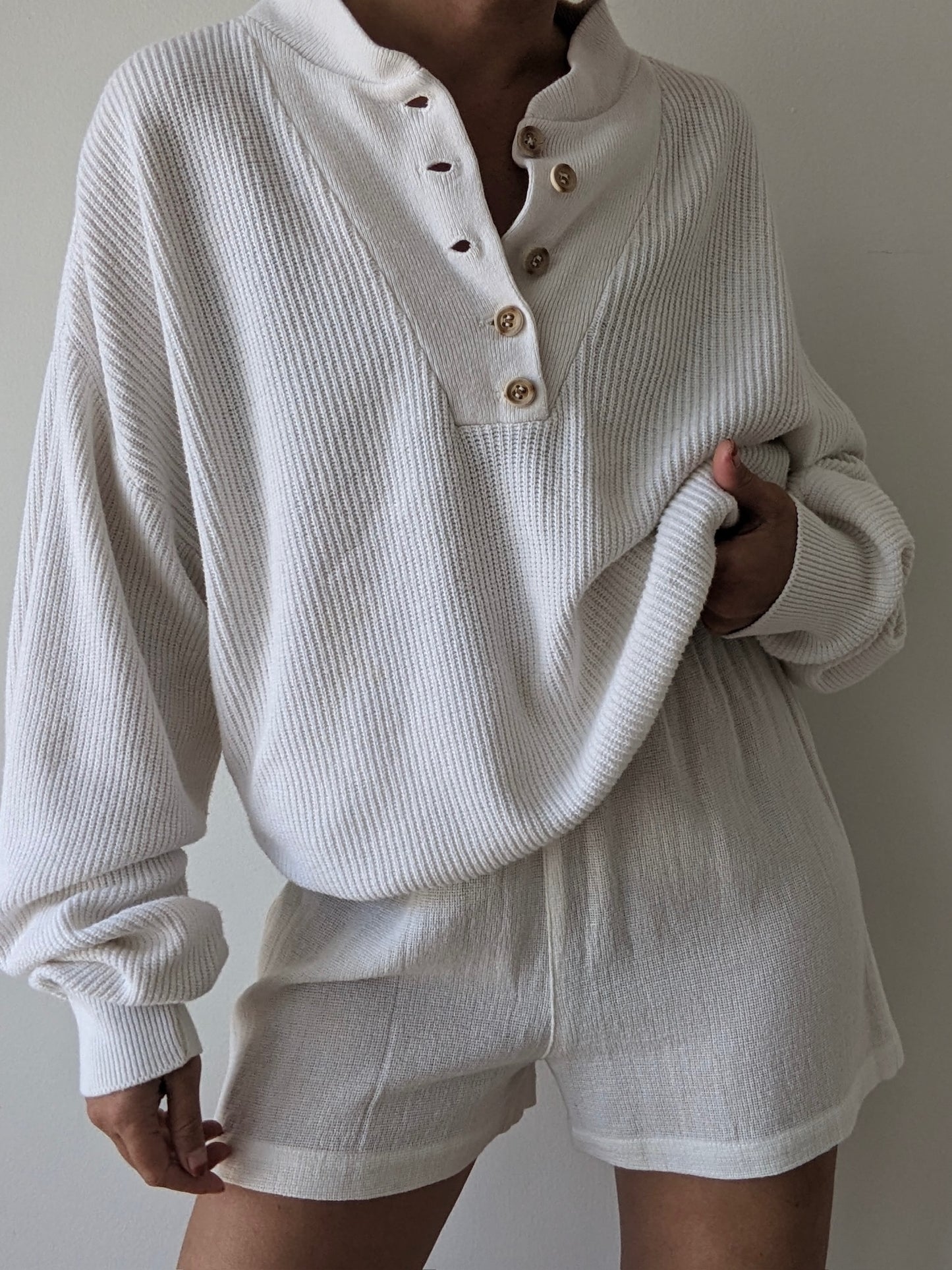 Favorite Vintage Ivory Cotton Henley