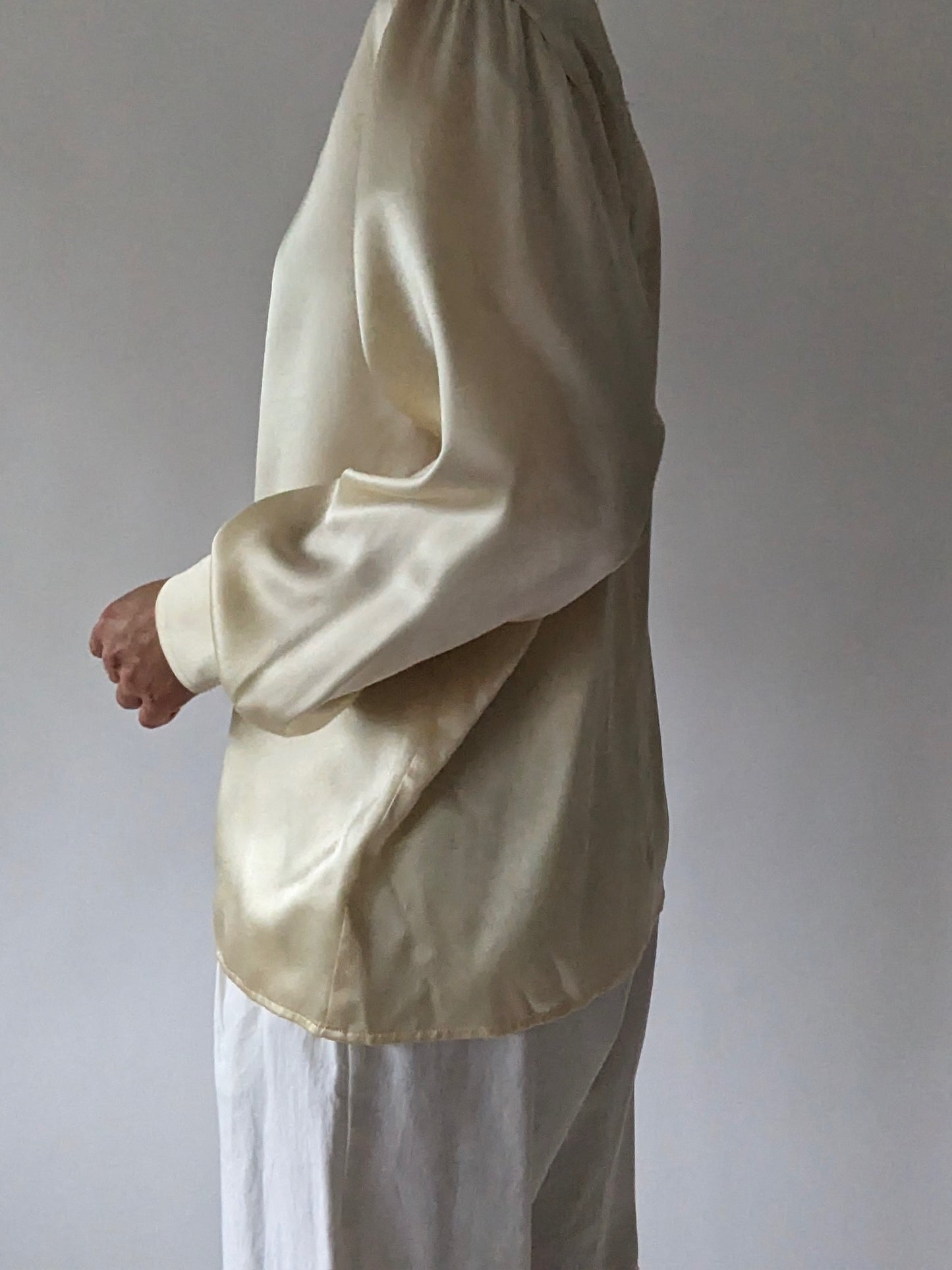 Vintage Buttermilk Silk Charmeuse Blouse