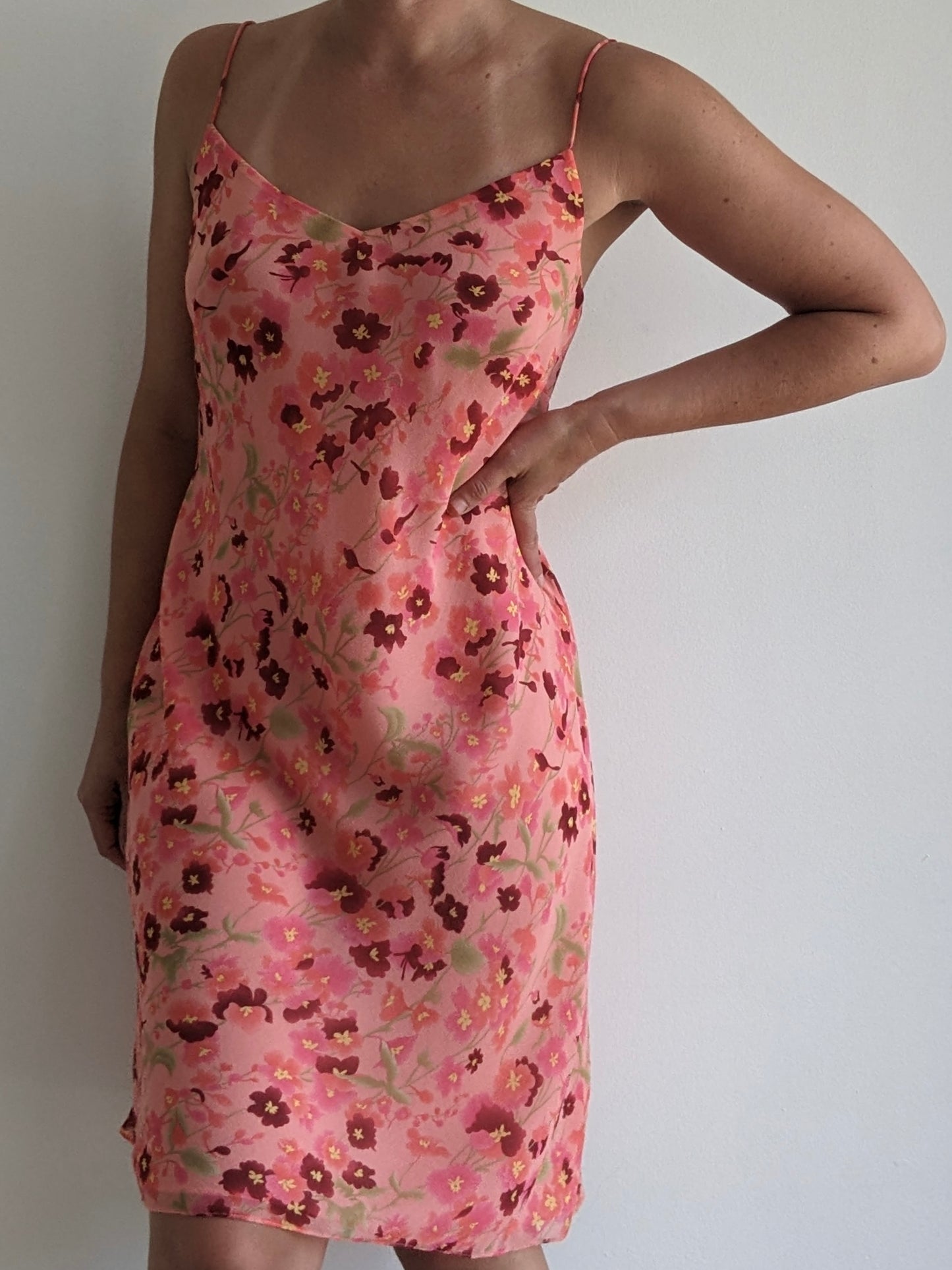 Vintage Floral Silk Silp Dress
