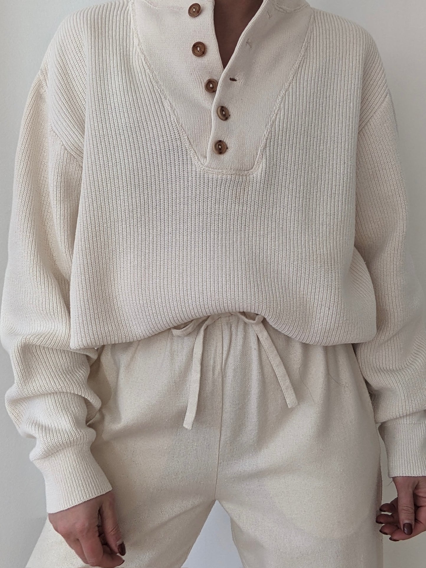 Favorite Vintage Cream Cotton Henley