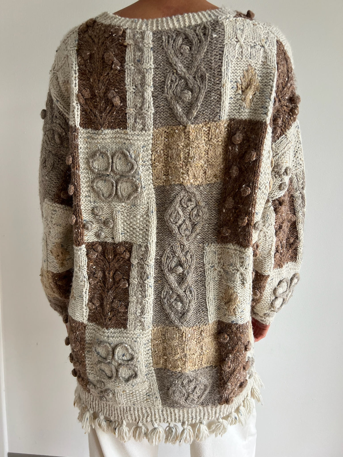 90s Handknit Patchwork Sweater