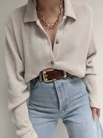 Favorite 90s Waffled Cotton Button Down