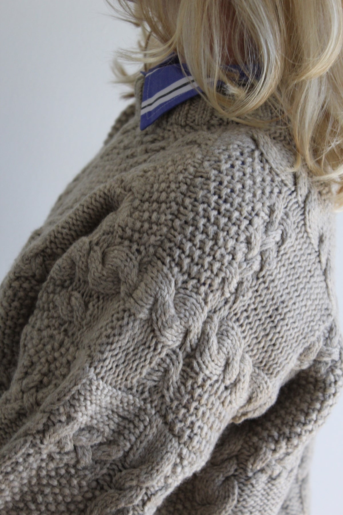 Lovely Vintage Taupe Hand-Knit Wool Sweater
