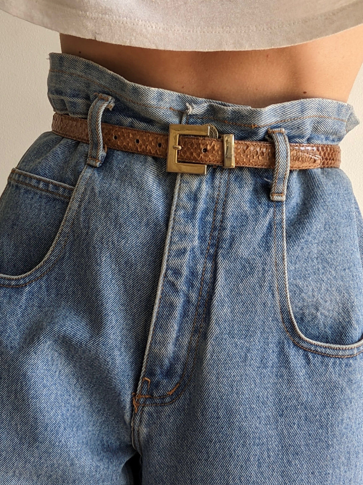 Vintage Mocha Genuine Snakeskin Leather Belt