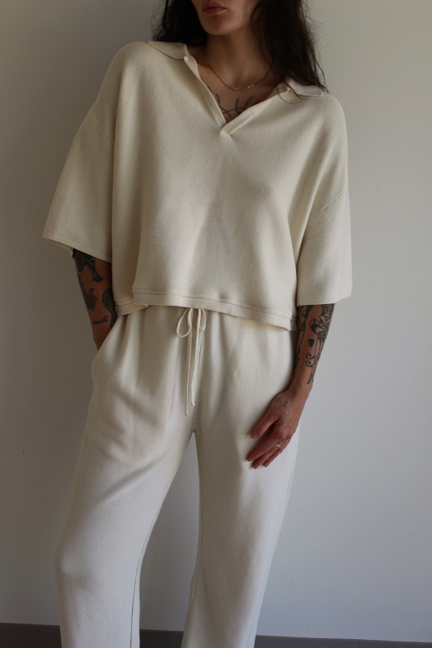 Ernie Cotton Seed Stitch Cropped Polo