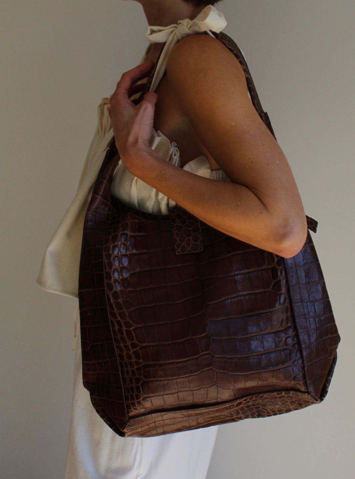 Vintage Donald Pliner Large Embossed Leather Bag