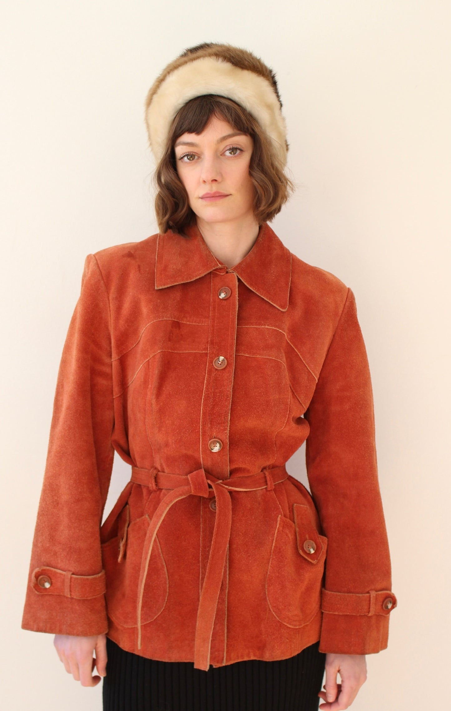 Lovely Vintage Striped Faux Fur Hat