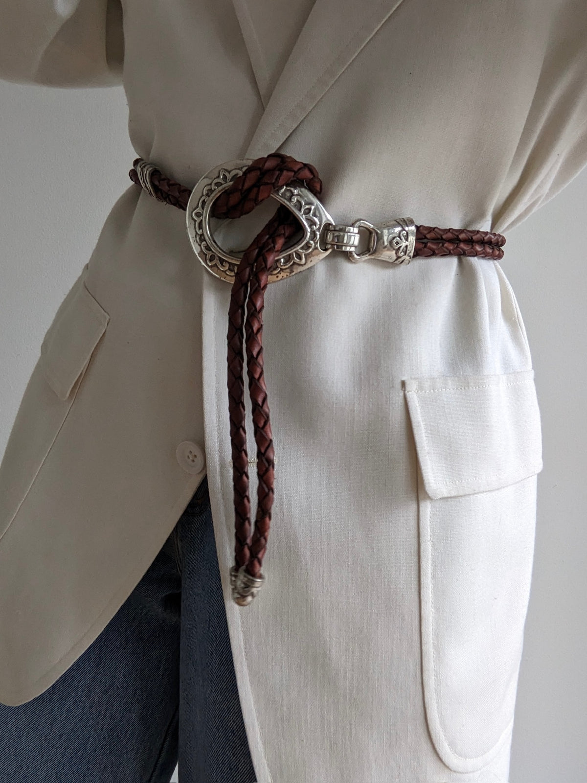 Favorite Vintage Western Braided Leather & Silver Loop Belt