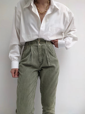Vintage Moss Corduroy Pleated Pants