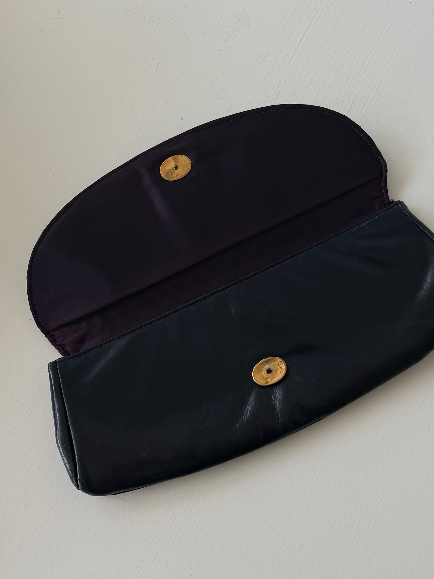 Vintage Midnight Scalloped Leather & Netted Clutch