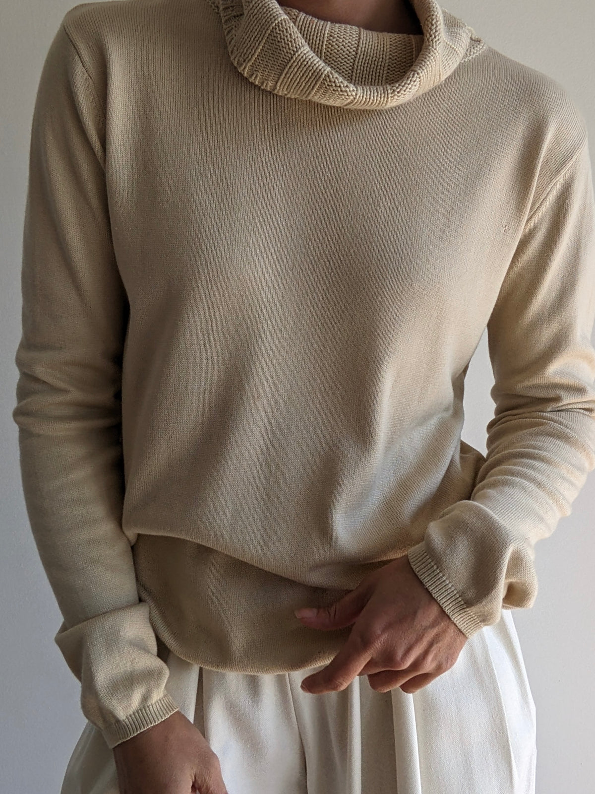 Vintage Sand Silk & Cashmere Turtleneck
