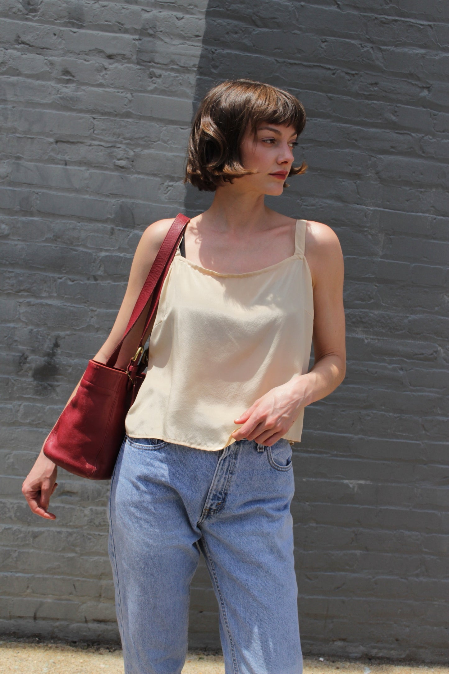 Vintage Sand Silk Slip Top