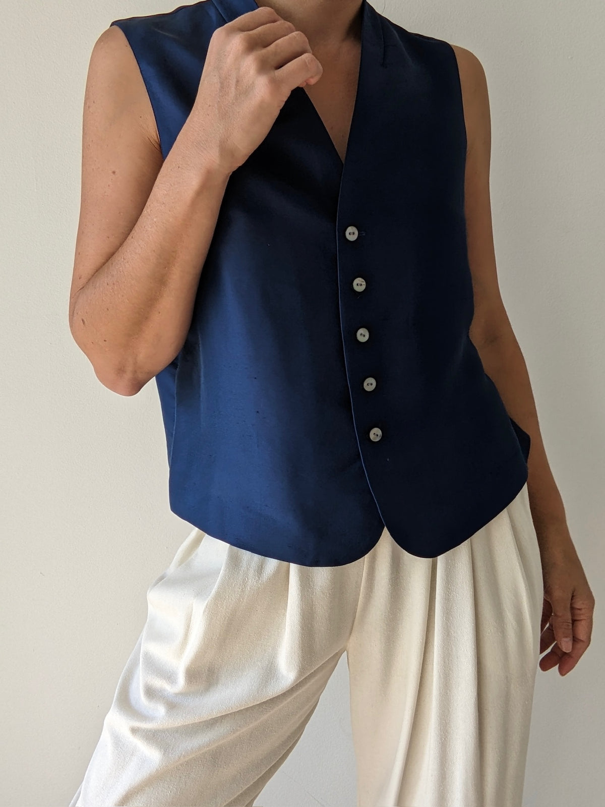 Lovely Vintage Midnight Silk Vest