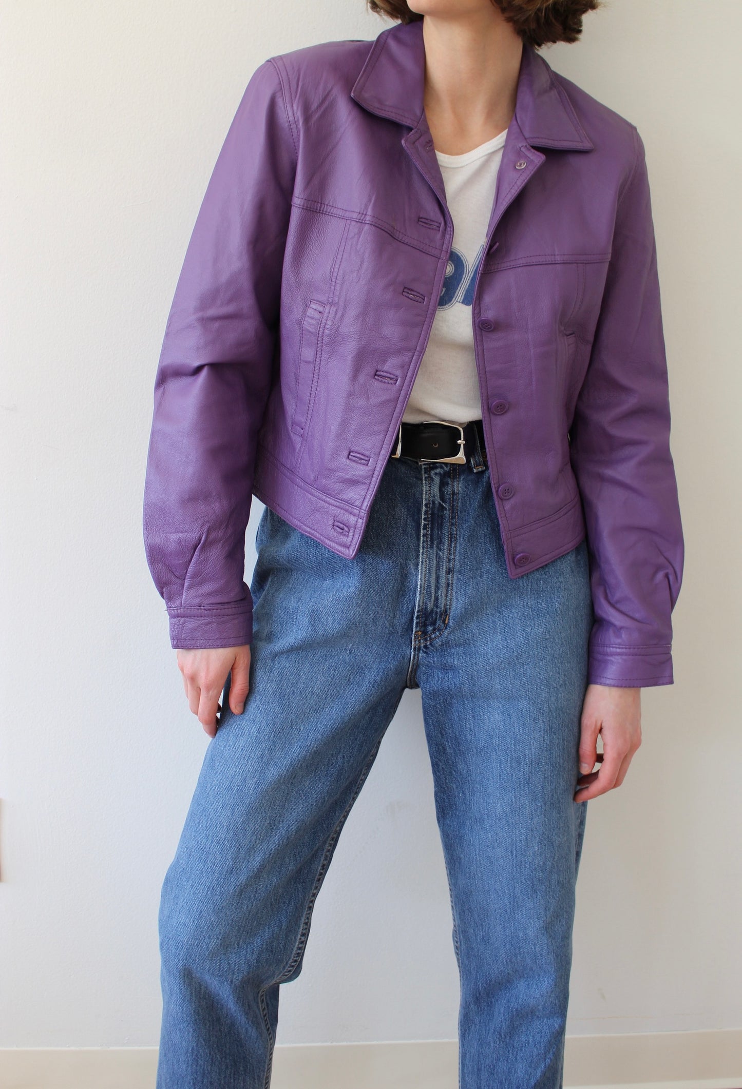 Vintage Cropped Iris Leather Jacket