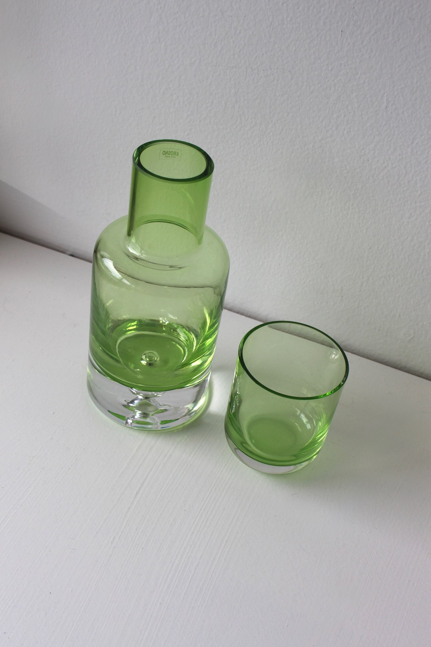 Stunning Vintage Krosno Blown Glass Bedside Carafe Set