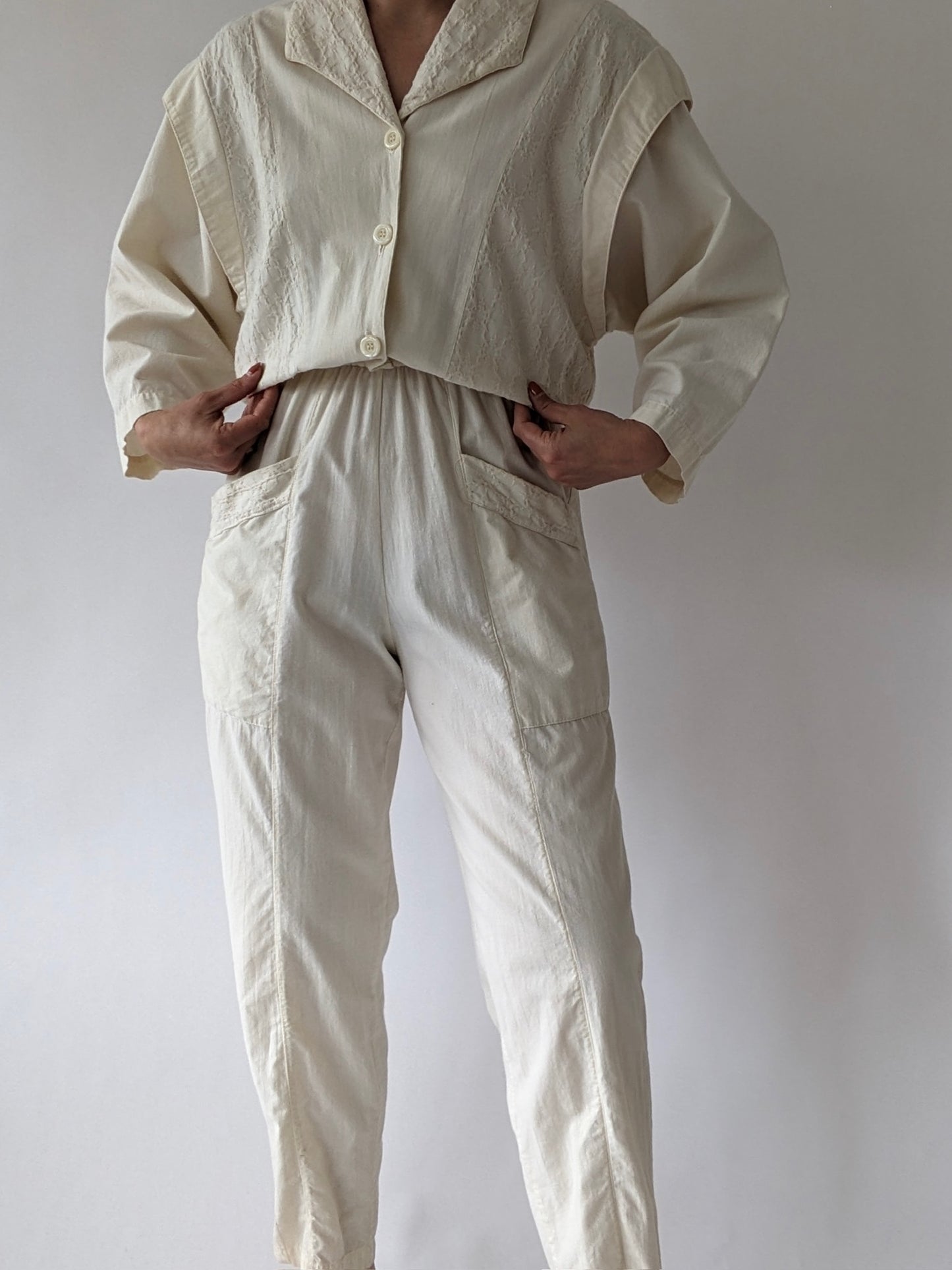 Lovely Vintage Cream Cotton Jumpsuit