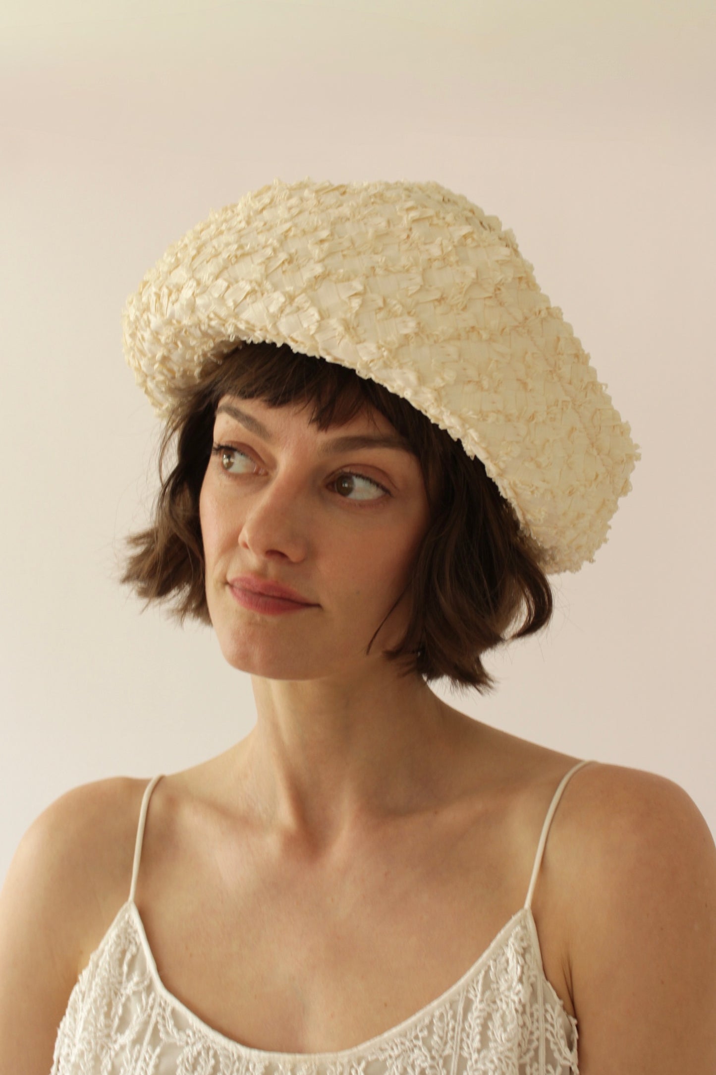 Beautiful Vintage Ivory Woven Hat