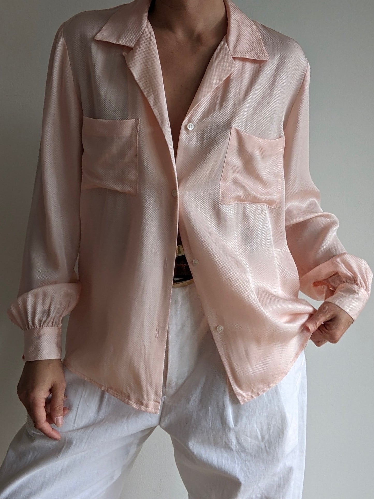 Vintage Blush Silk Blouse