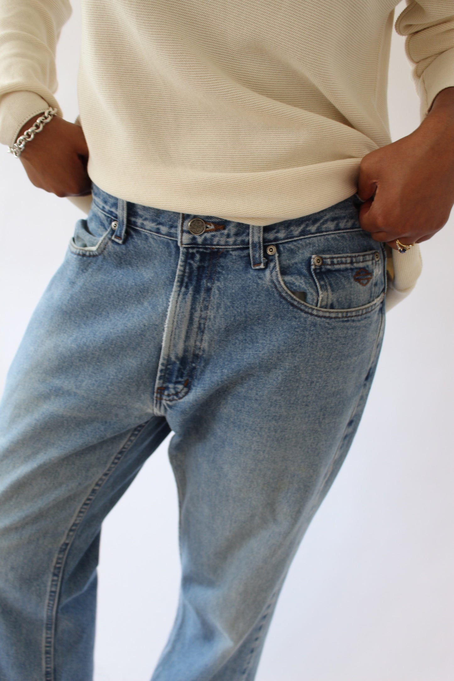 Vintage Harley Davidson Blue Jeans