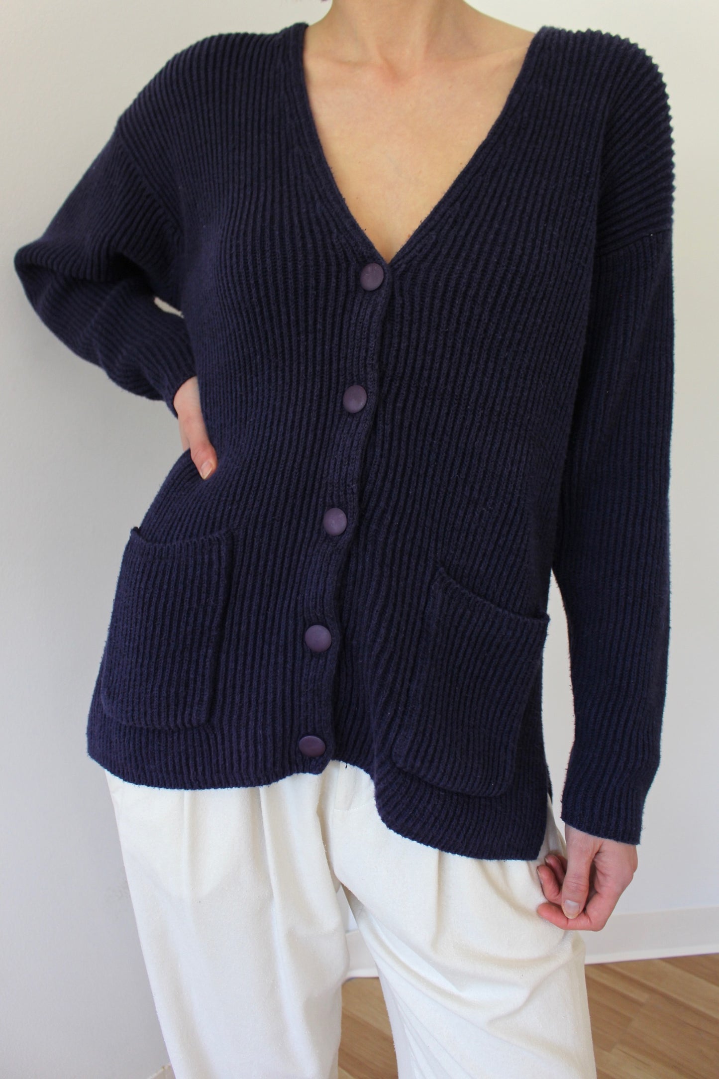 Vintage Midnight Knitted Linen Cardigan
