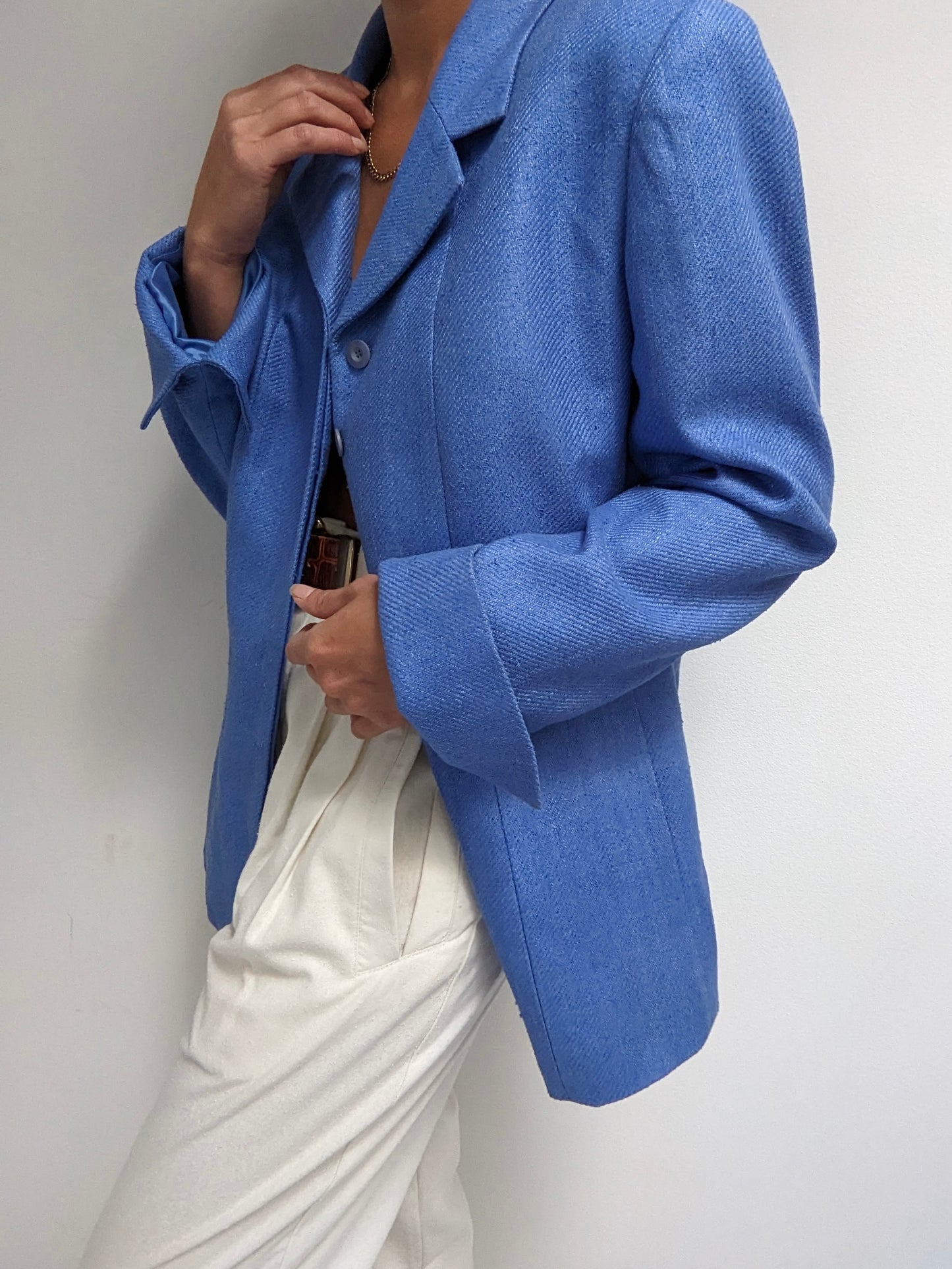 Vintage Cerulean Woven Sik Blazer