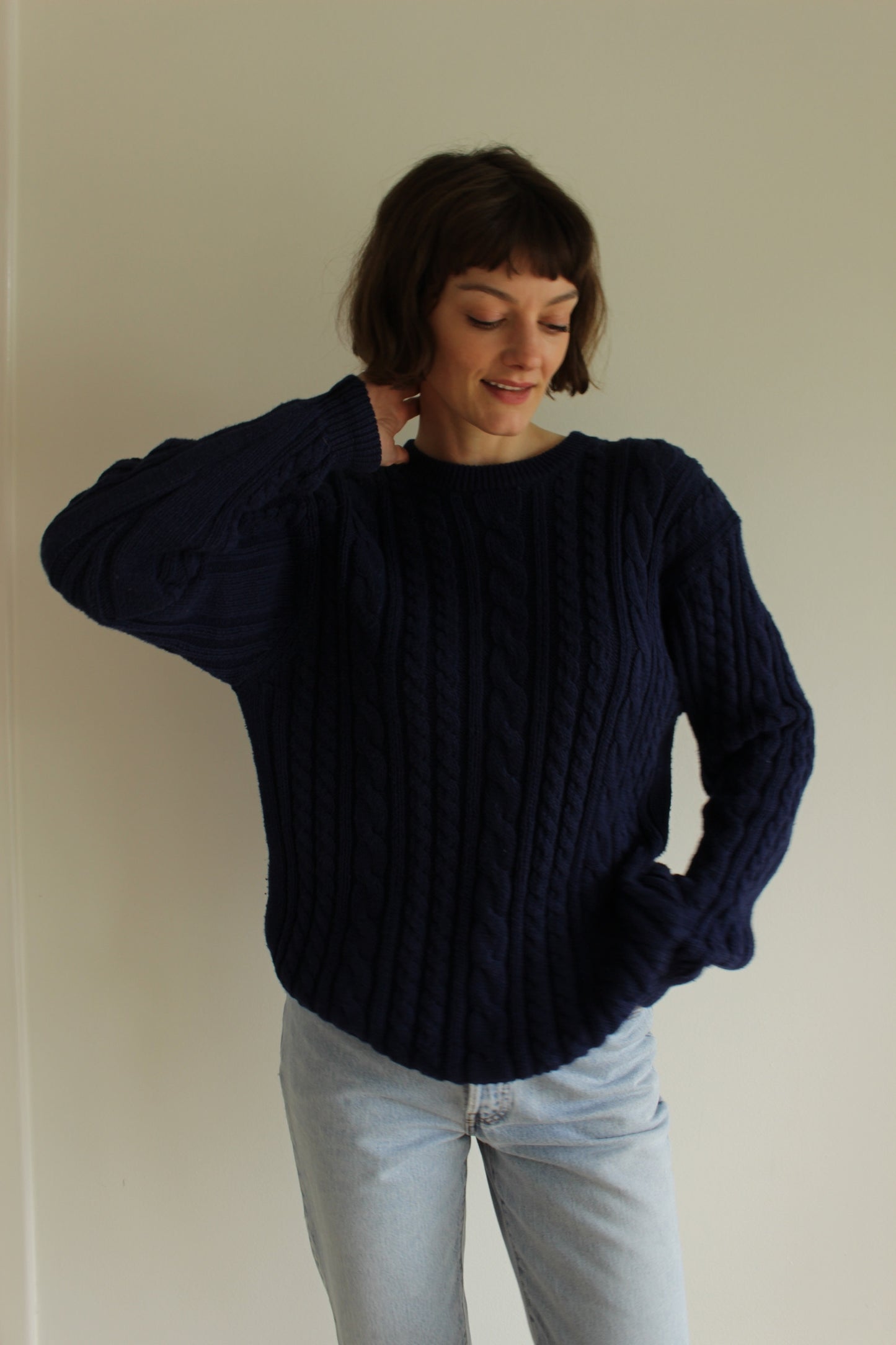 Vintage Midnight Cable Knit Sweater