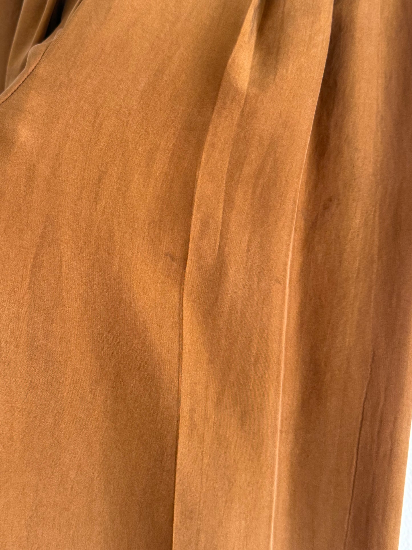 Vintage Toffee Pleated Silk Trousers