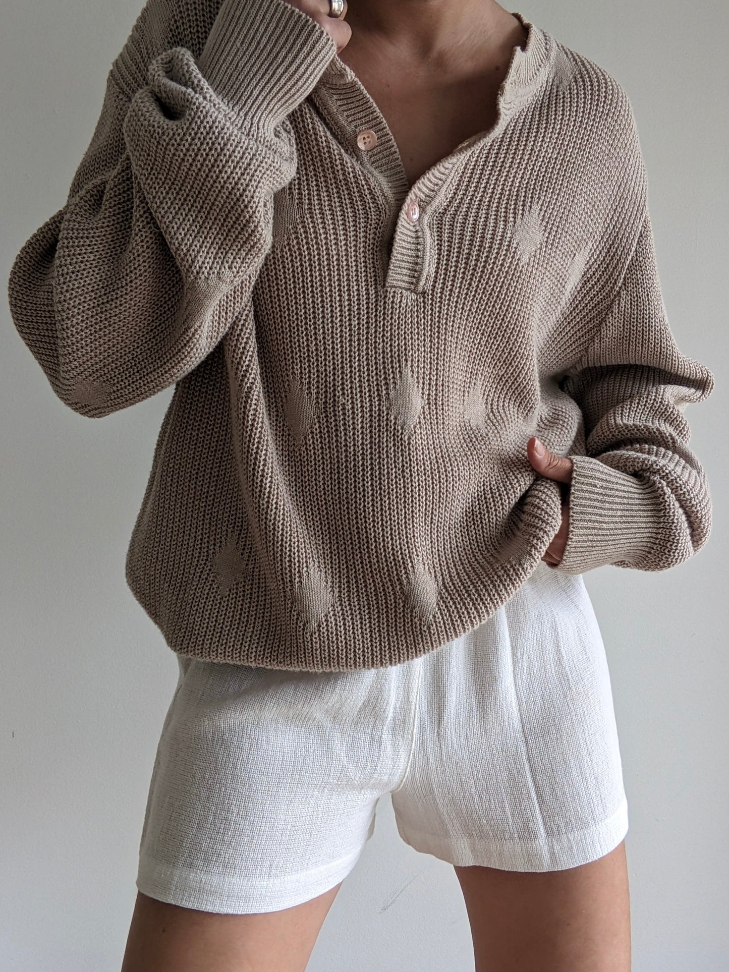 Vintage Stone Knit Henley