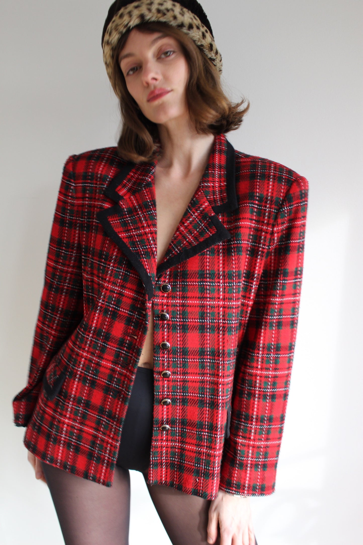 Vintage Holly Woven Plaid Blazer