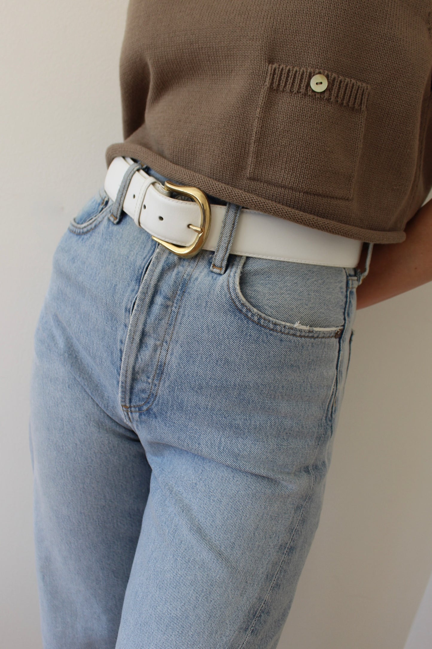 Vintage Ivory Leather Belt