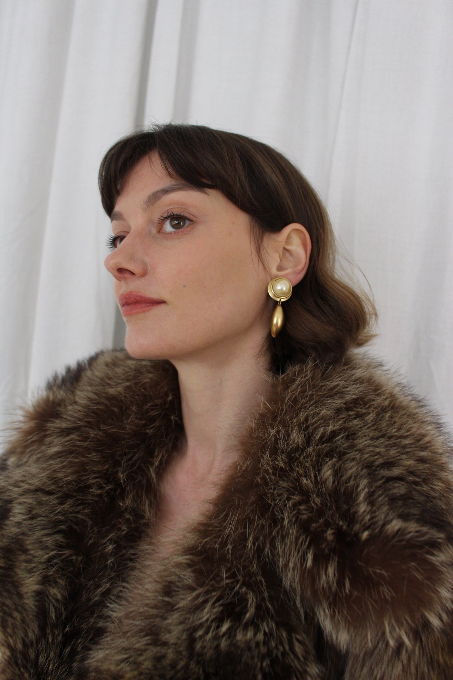 Vintage Faux Pearl Cabochon Drop Earrings