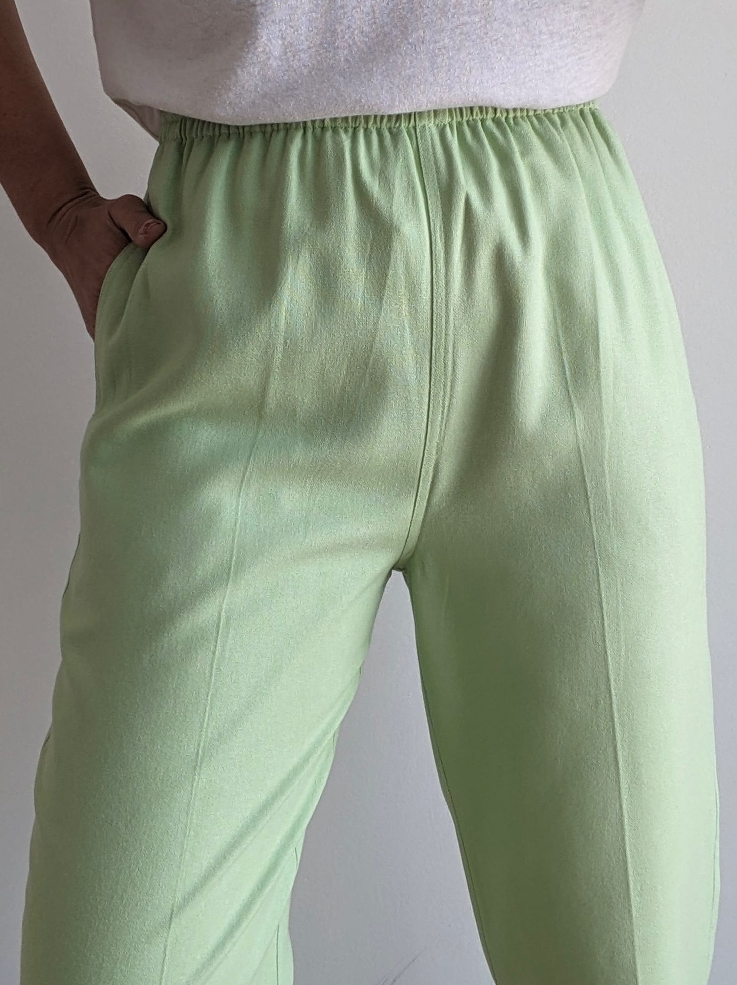 Vintage Matcha Woven Silk Leisure Pants