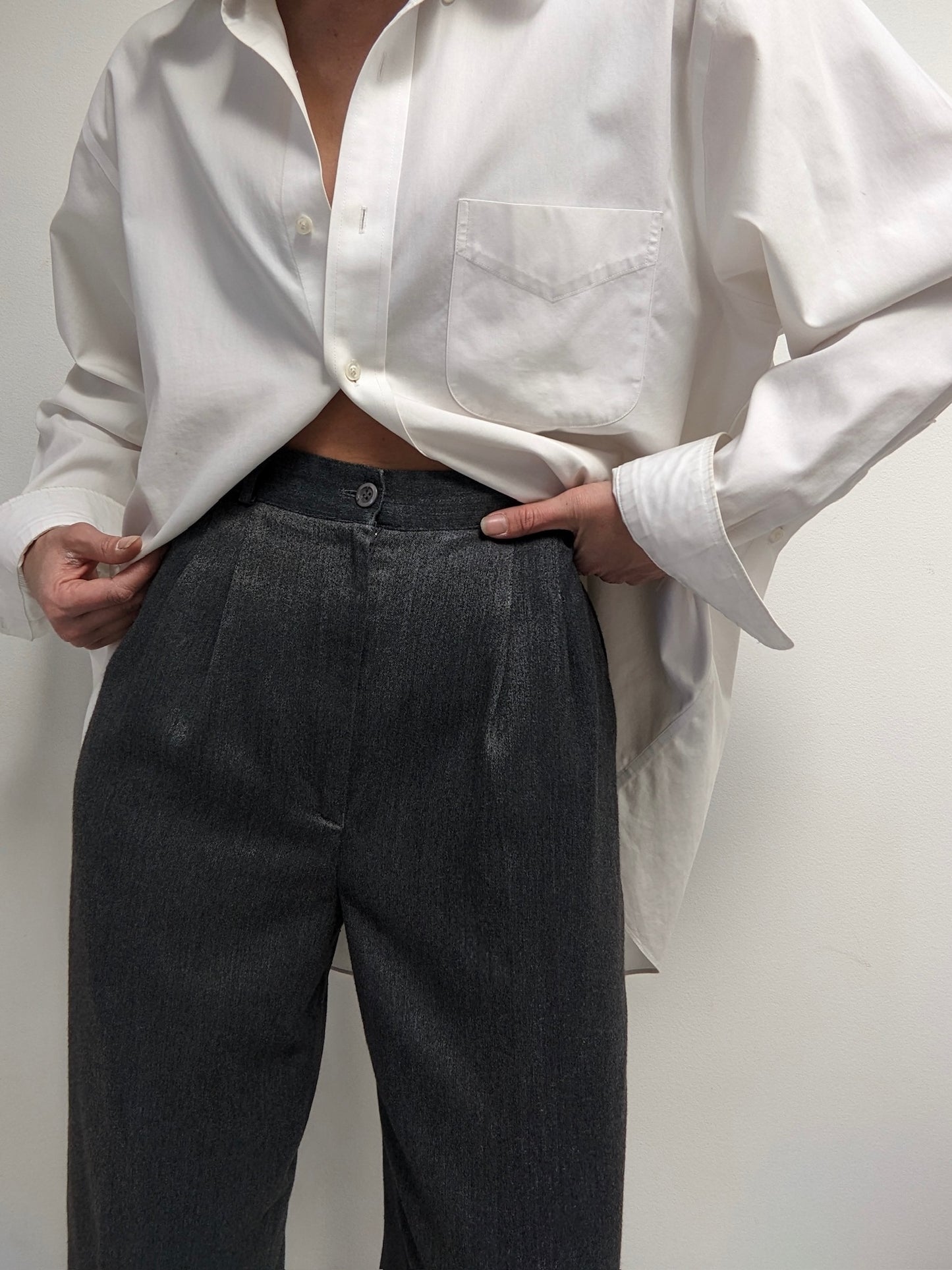 Vintage Pleated Charcoal Trousers
