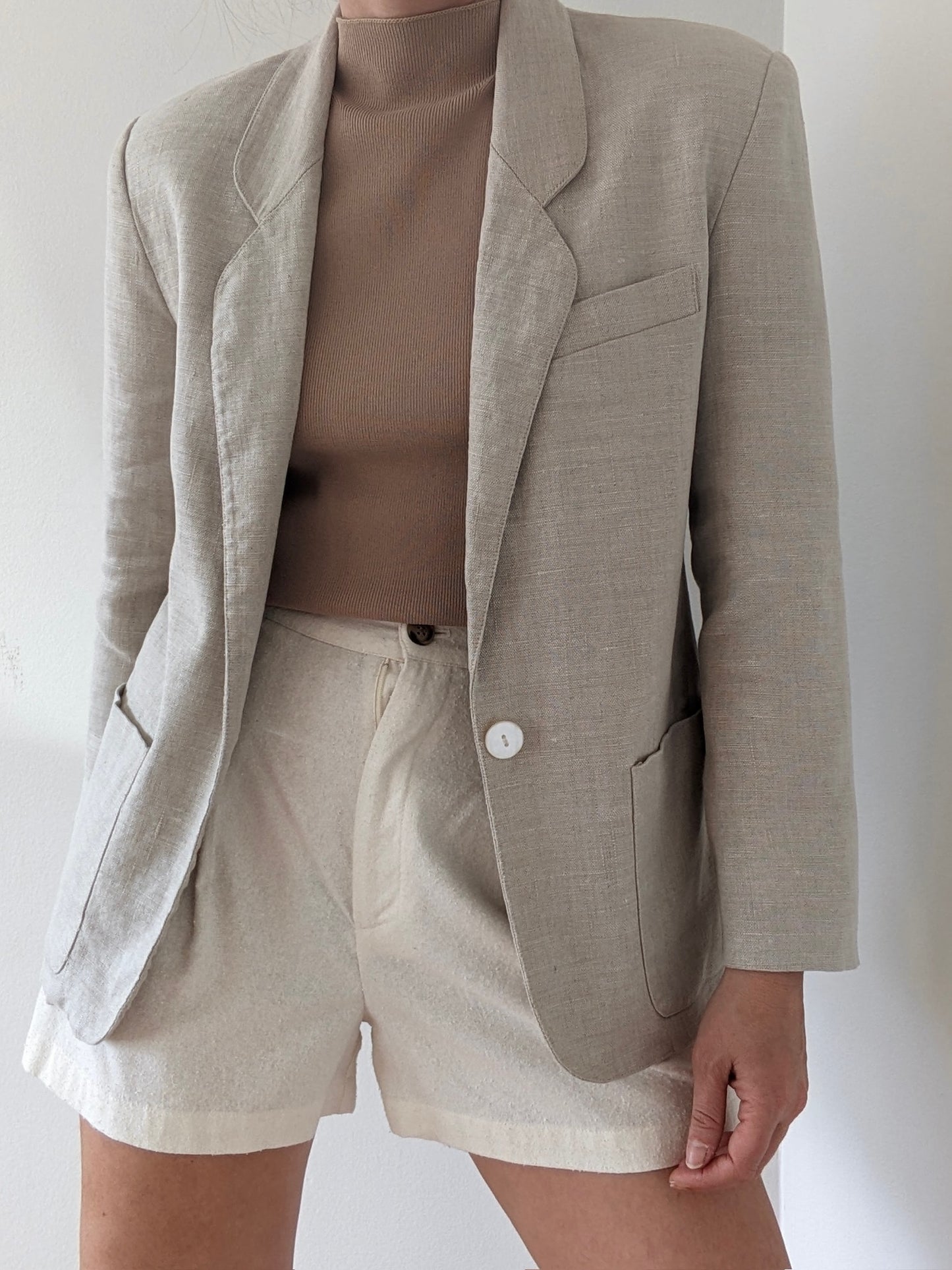 Vintage Stone Woven Linen Blazer