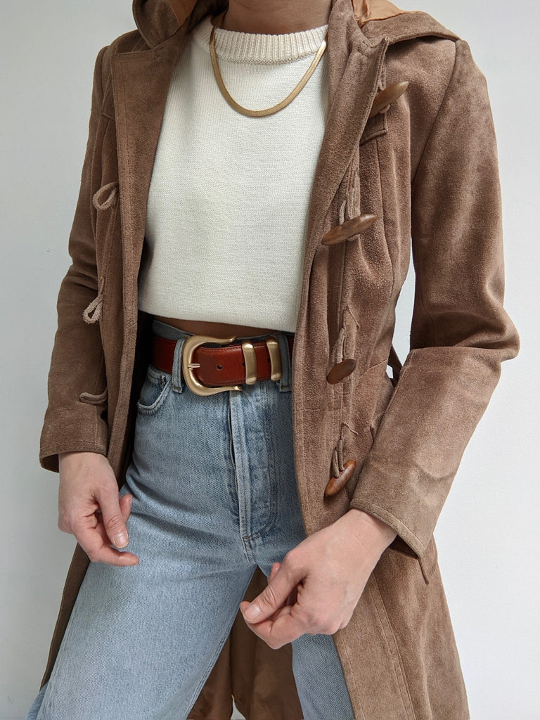 Incredible Vintage Sueded Leather Trench Coat