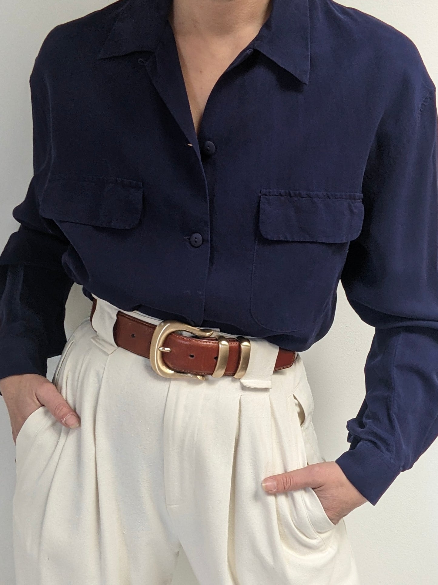 Vintage Indigo Silk Blouse