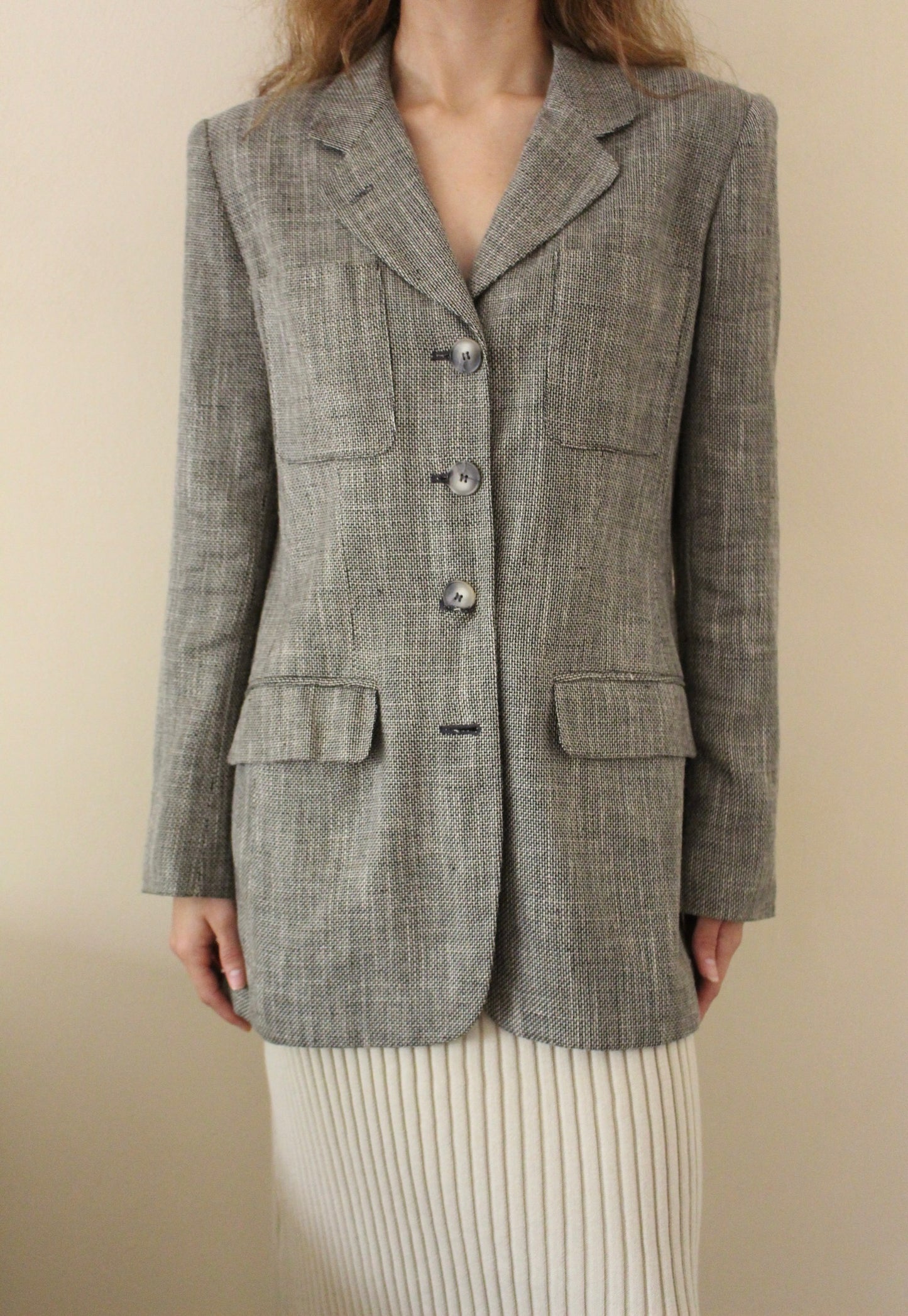 Vintage Woven Flax Blazer