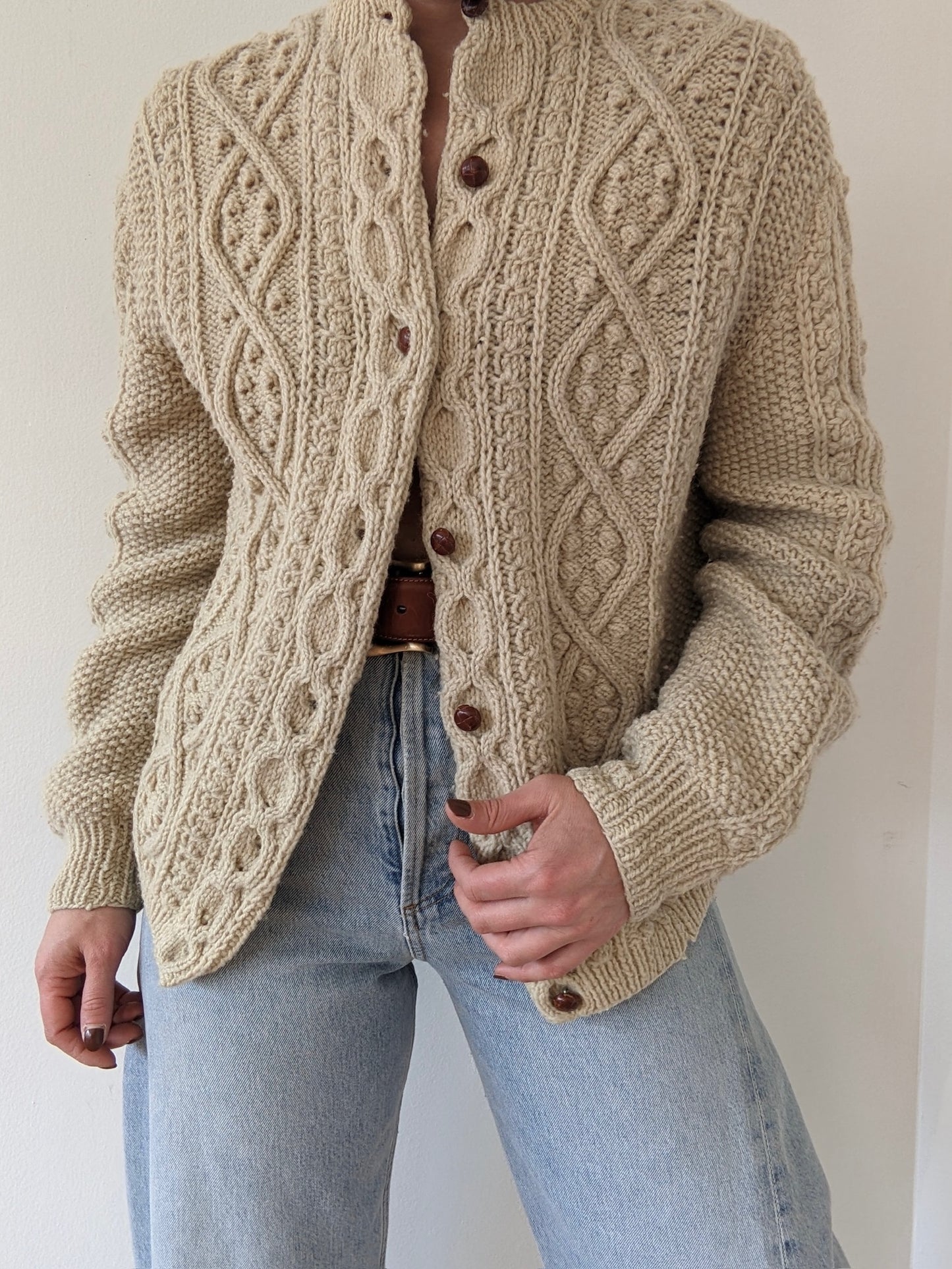 Beautiful Vintage Oat Wool Cardigan
