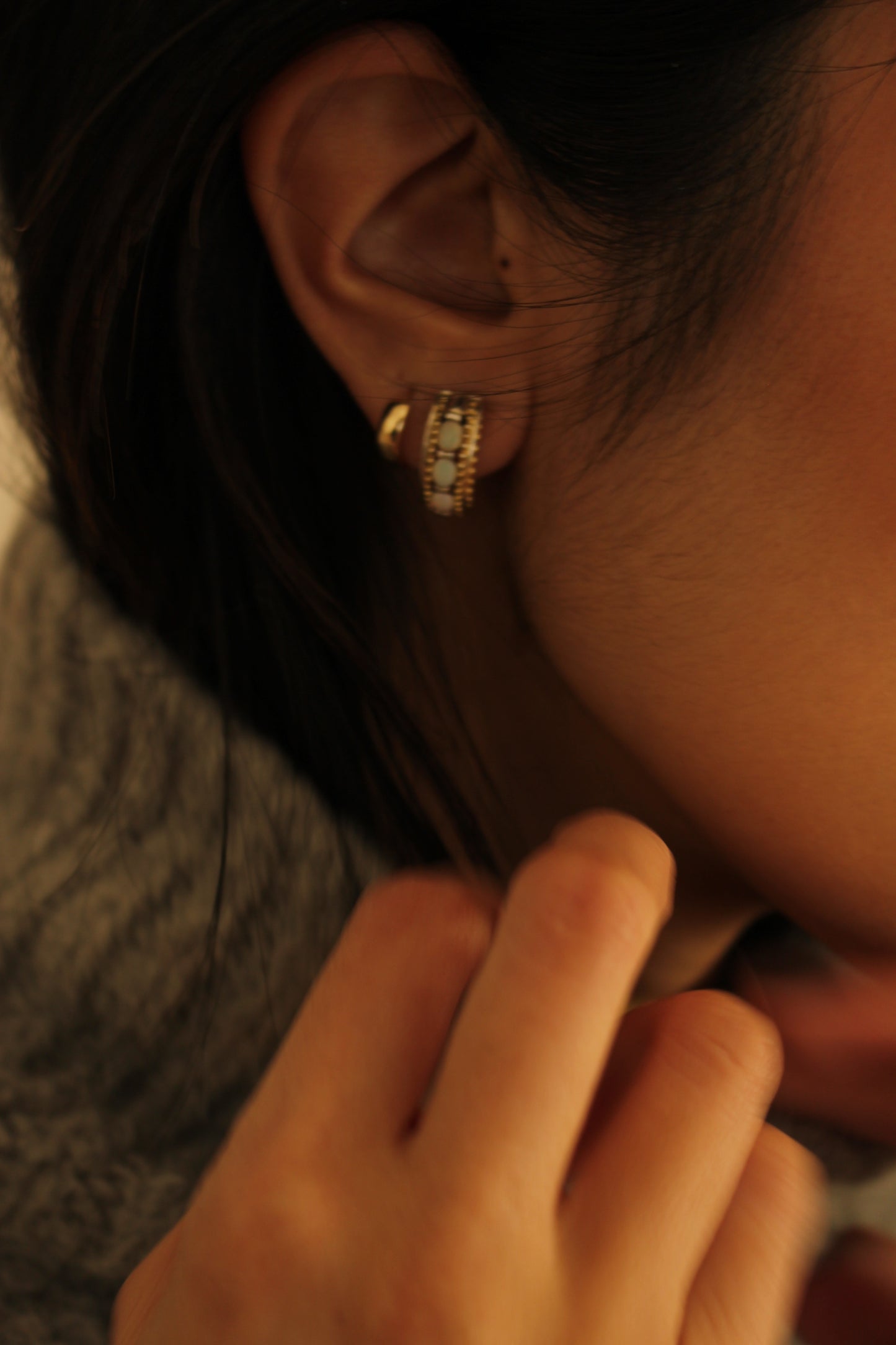 Vintage Gold-Plated Sterling Silver & Opal Earrings