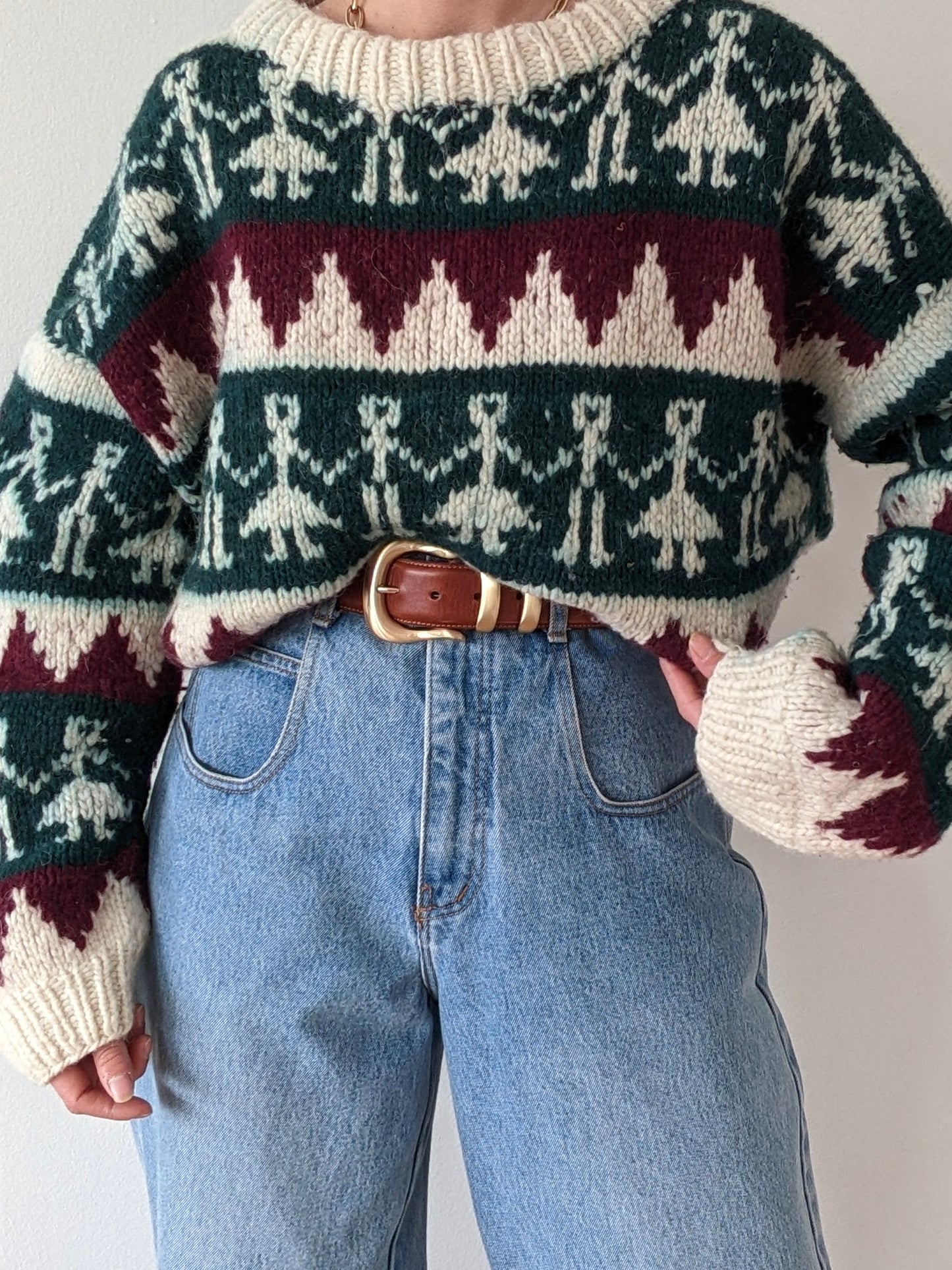 Vintage Hand Made Cowichan Wool Sweater