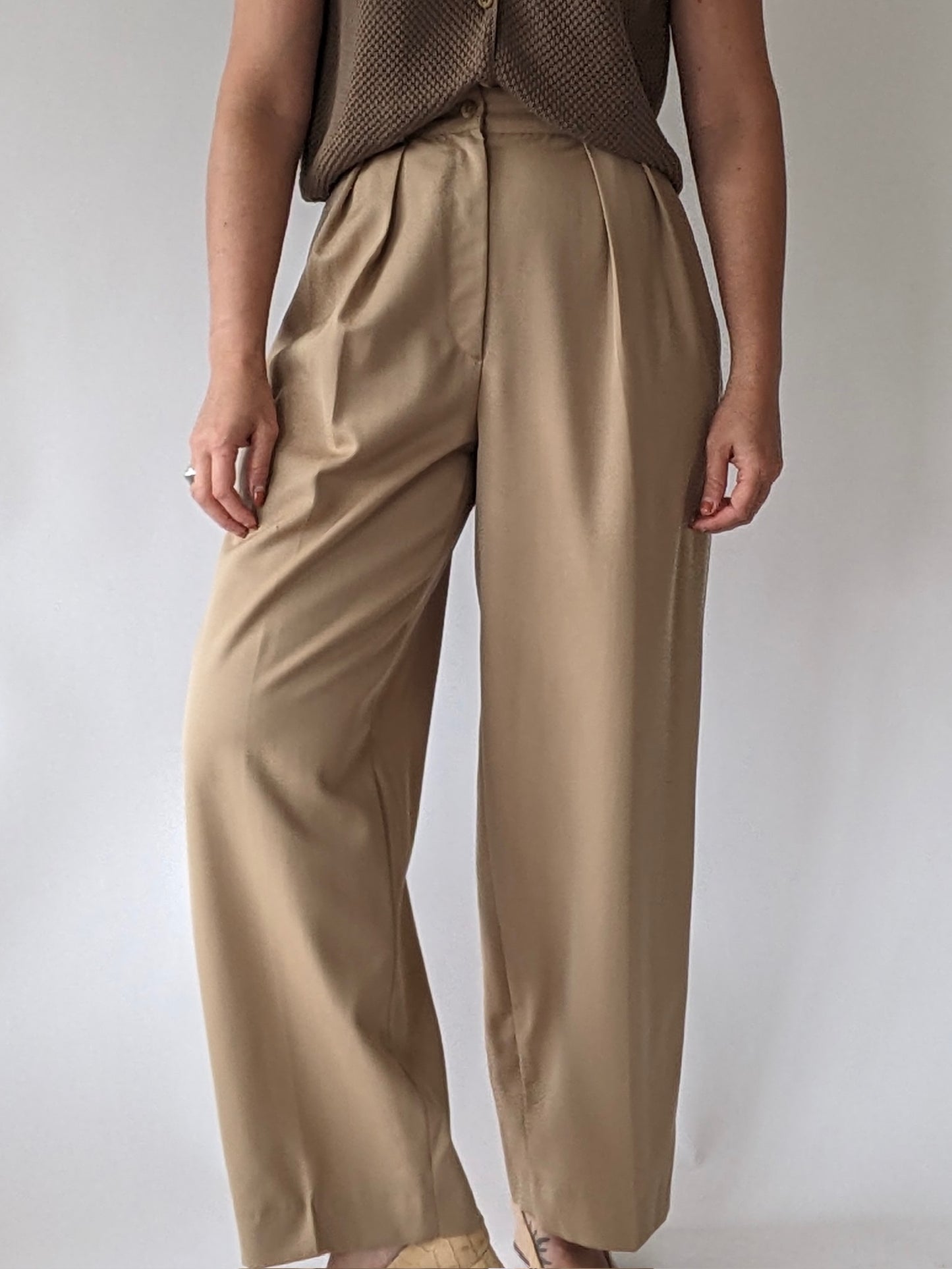 Beautiful Vintage Calvin Klein Twilled Wide-Leg Trousers