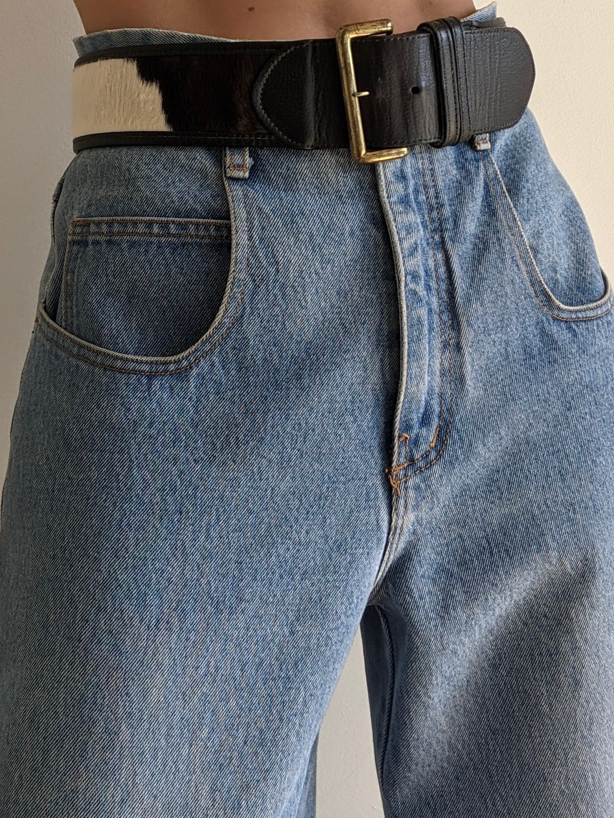 Statement Vintage Leather & Calf Hair Belt