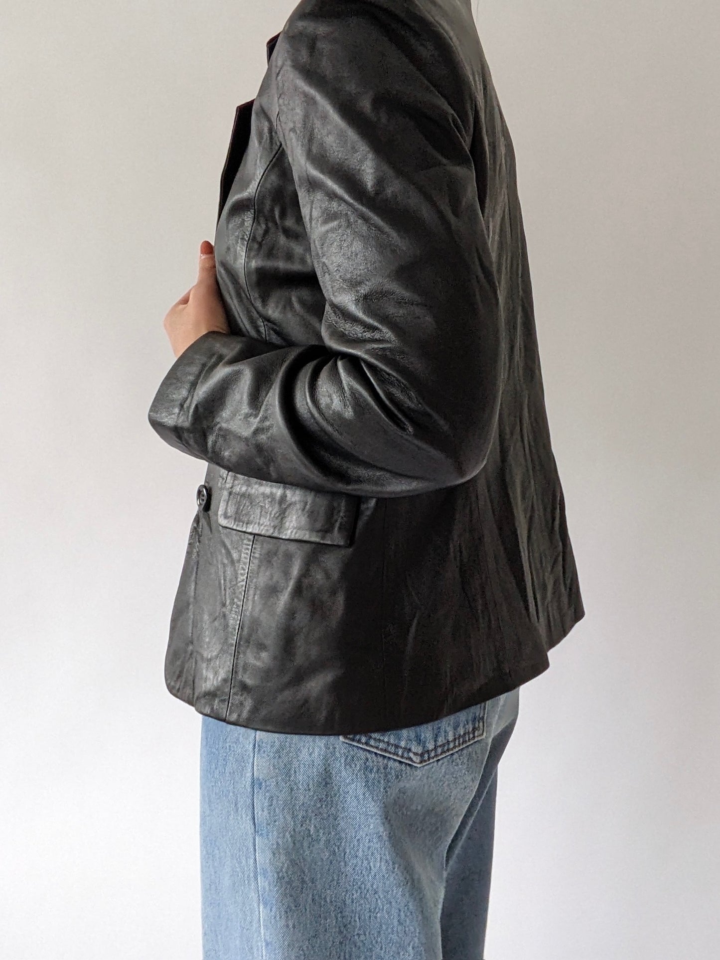 Vintage Onyx Lamb Leather Blazer