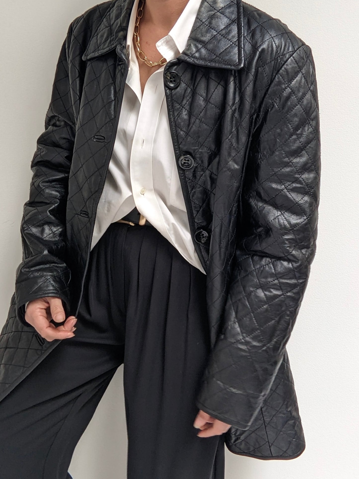 Vintage Ink Quilted Lamb Leather Jacket