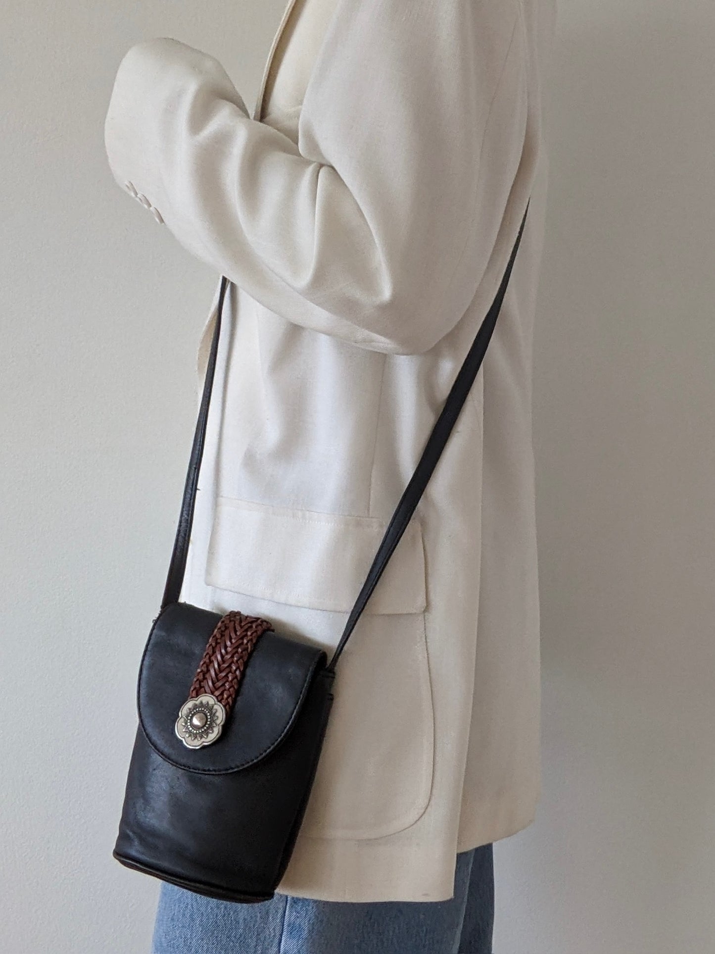 Vintage Brighton Two-Toned Leather Crossbody Bag