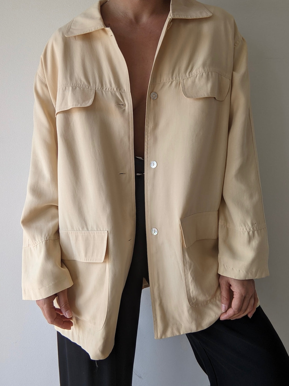 Vintage Buttercream Silk Chore Coat