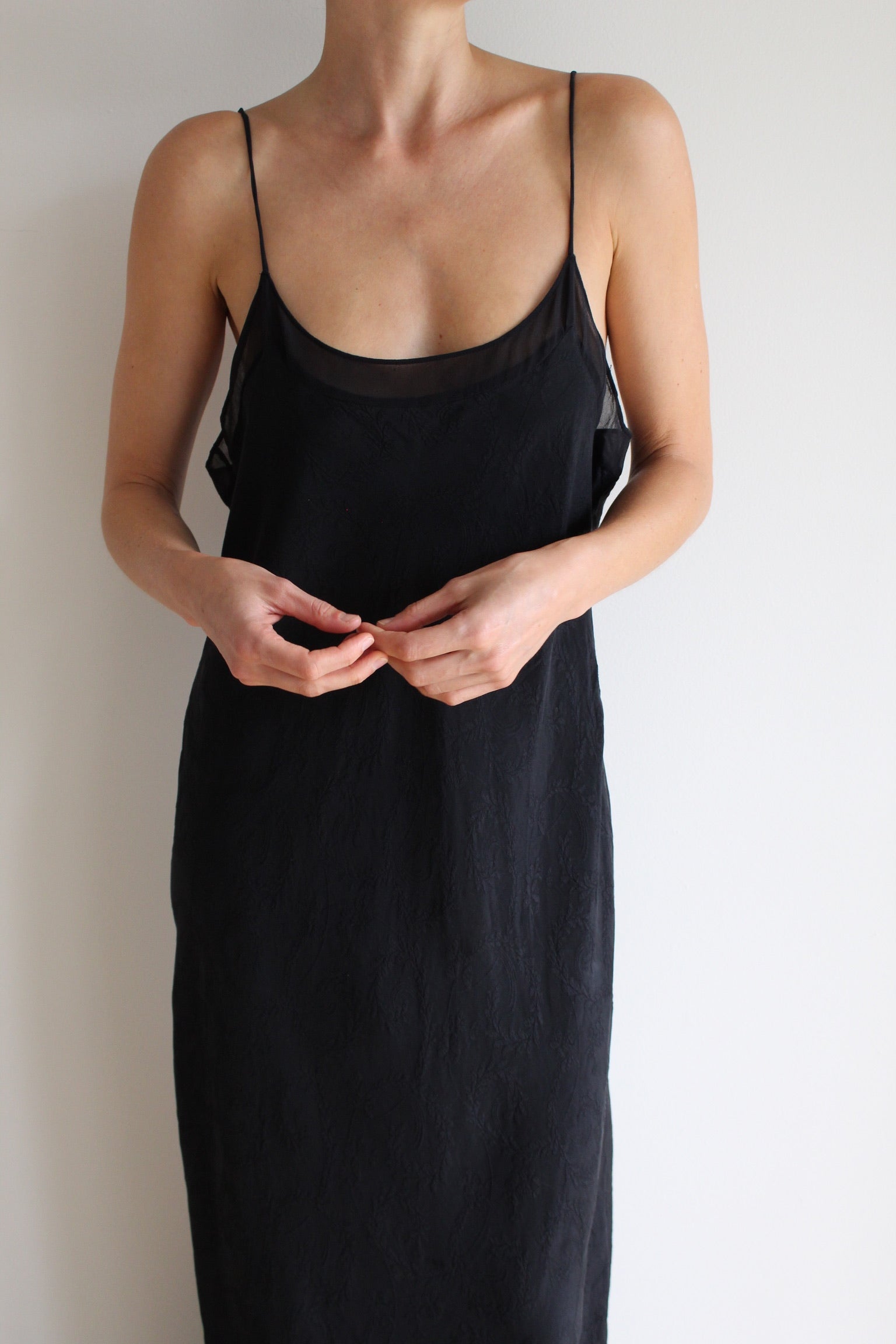 90s Onyx Silk Slip Dress